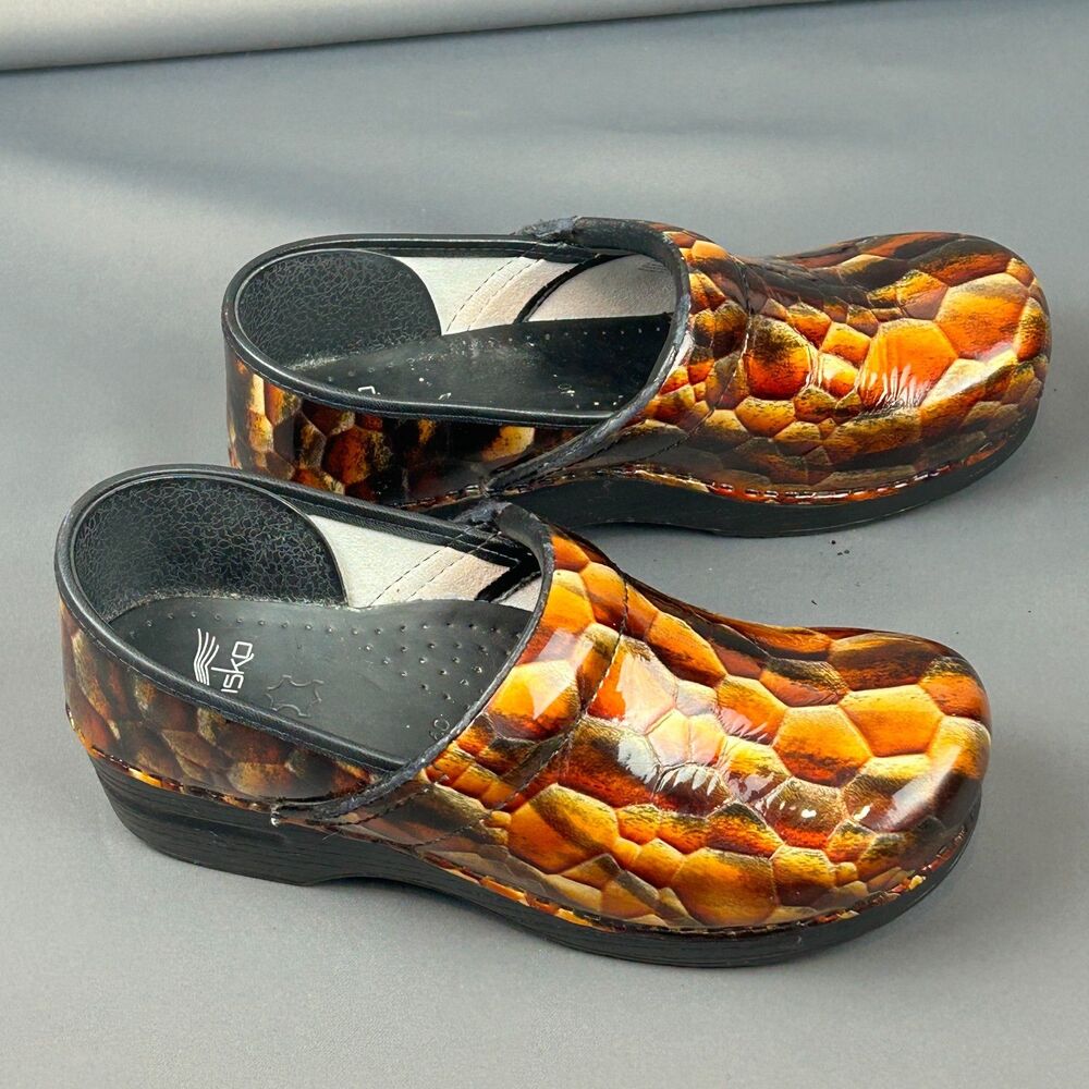 Dansko Professional Tiger Eye Patent Leather Snake Skin Print Clog EU 40 US 10 - Picture 8 of 16